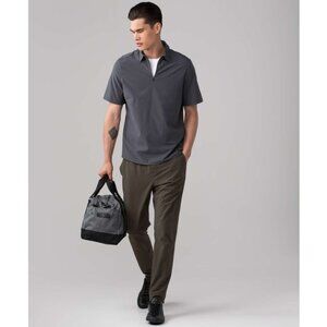 Lululemon Mens Large "Raised City Short Sleeve" 1/2 Zip Polo Gray/Dark Ash